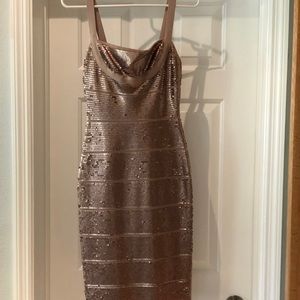 Gold sequin bandage cocktail dress